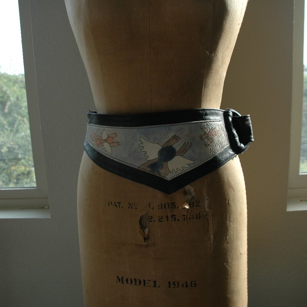 Vintage Hand Painted Leather Belt